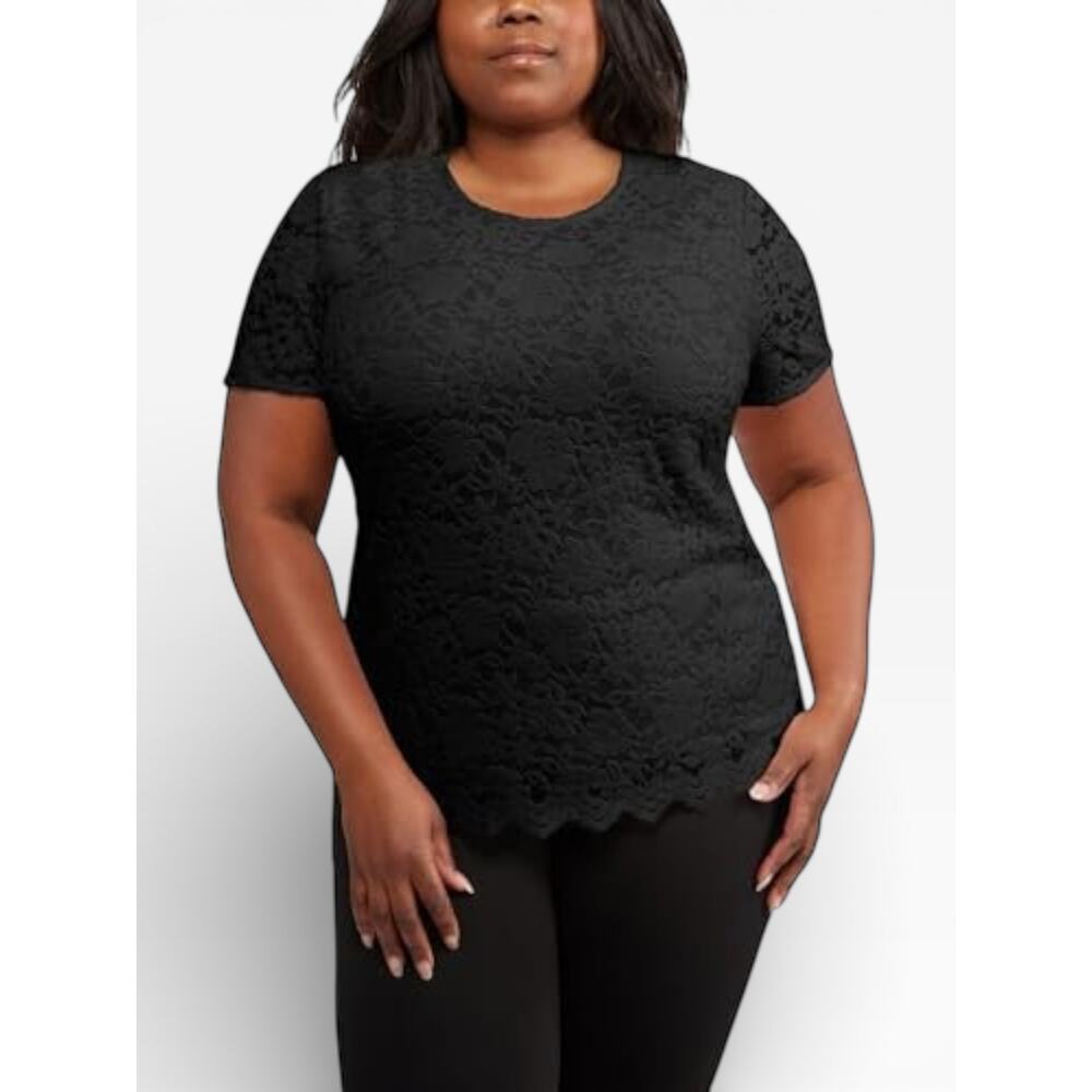 Teddi Rose Lace Keyhole Top Women XL Black NWT